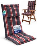 Beautissu HighLux HL Coussin de jardin coussin d'assise à dossier haut 120x50cm Set de 6 coussins de chaise pour chaises de jardin 7cm d'épaisseur Gris-Rouge à carreaux Fabriqué dans l'UE