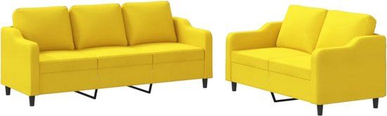 vidaXL 2-delige Loungeset met kussens stof lichtgeel
