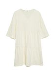 s.Oliver Jurk lichtbeige katoen lange mouw V-hals volant kuithoogte casual 44
