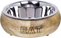 Nobby RVS voerbak eat hout - 23 cm