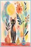 Cute Watercolor Cat Grid Notebook
