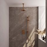 Brauer Copper Edition Thermostatische Regendoucheset Inbouw - Hoofddouche 20 cm - 3 Weg - Handdouche Staaf - Doucheslang - Geintegreerde Glijstang