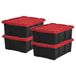 Iris Ohyama – Boîte de rangement avec couvercle 43l – Lot de 4 – Plastique sans BPA – Poignée ergonomique – Fond renforcé pour outils et accessoires