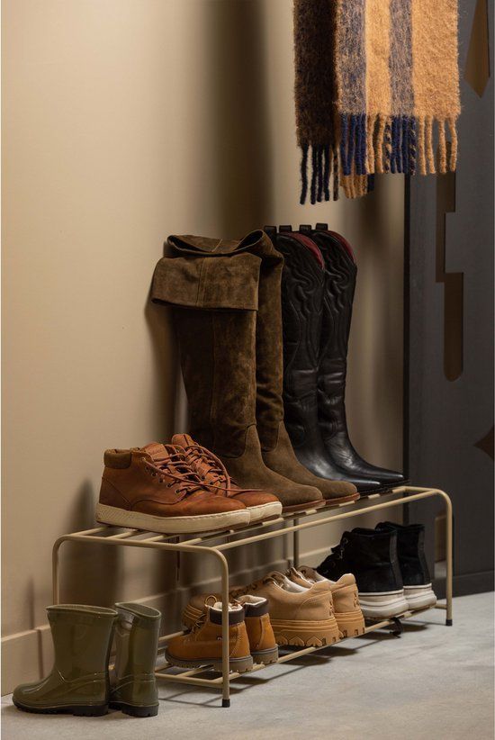 WOOOD Josse Shoe Rack - Metal - Military Brown - 25x80x33 cm