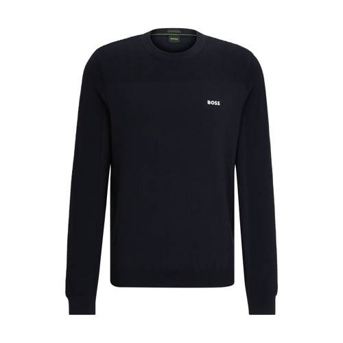 BOSS Momentum-X Fine Knit Sweater with Wool - Dark Blue