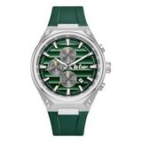 Lee Cooper LC08063.377 - Heren Polshorloge - Metaal/Siliconen Band - Groen/Zilverkleurig