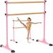 Barre de ballet murale réglable - 120 cm - Rose - Avec barre en bois