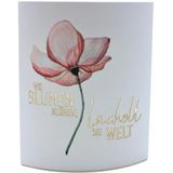 Dekohelden24 Poëzielicht, nachtlampje, sfeerlicht met timer, werkt op batterijen, motief: waar bloemen bloeien, glimlachelt de wereld - L/B/H 13 x 5 x 16 cm.
