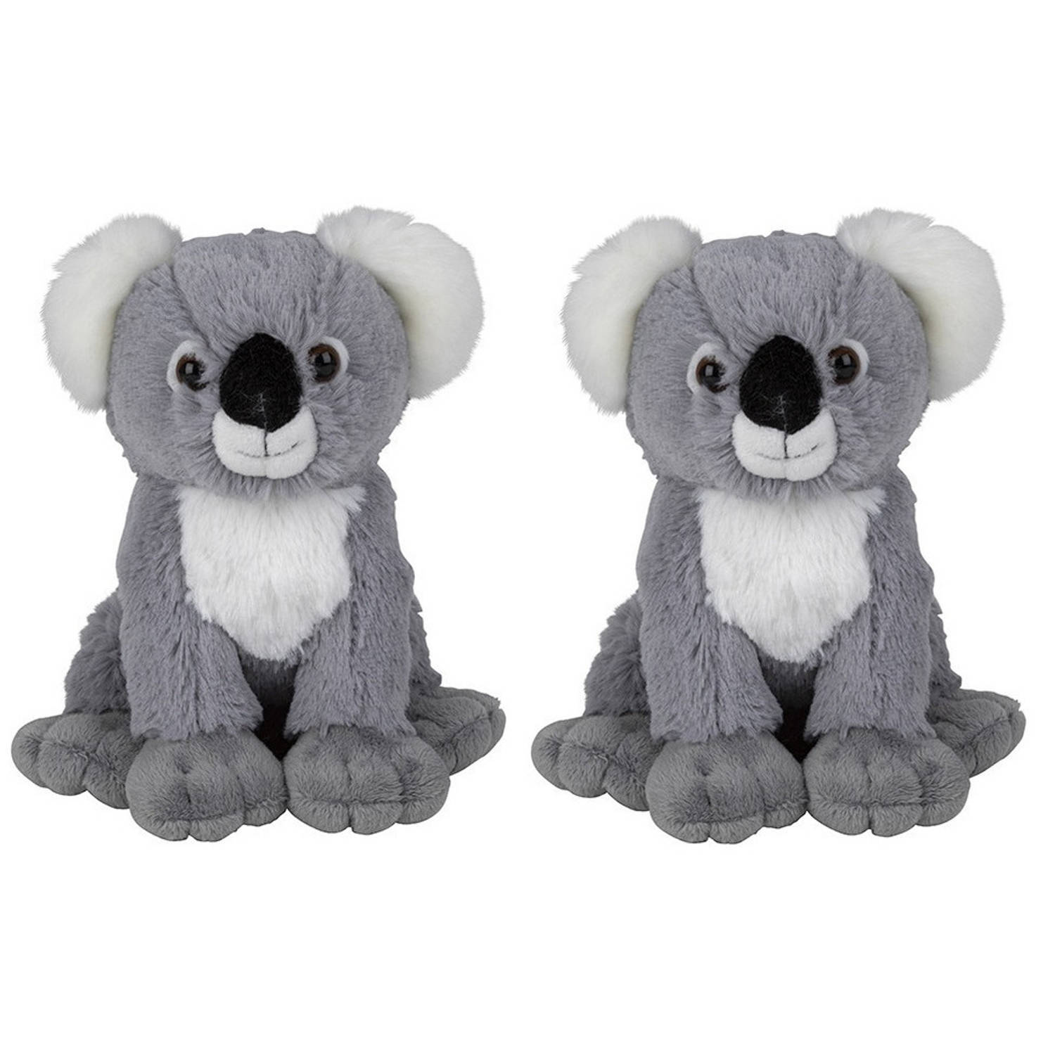 Nature Planet Multipak van 2x stuks pluche koala knuffels van 19 cm - Papa/Mama - Kllitteband handjes