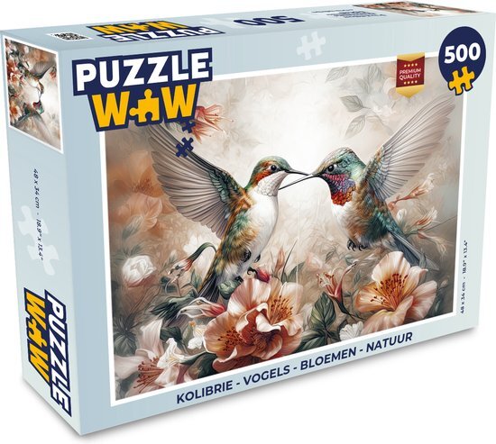 MuchoWow Puzzel Kolibrie - Vogels - Bloemen - Natuur - Legpuzzel - Puzzel 500 stukjes