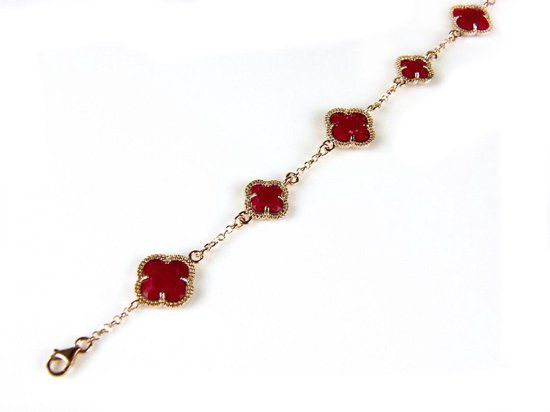 model 5 fiori armband in zilver roze verguld rood
