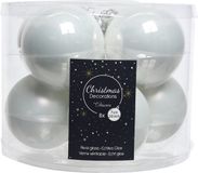 Ksd Bol Koker 8 kerstballen 70mm winterwit
