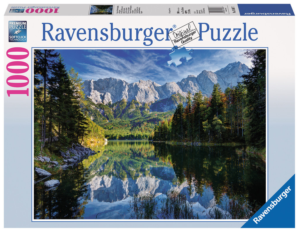 Ravensburger Eibsee mit Wettersteingebirge und Zugspitze