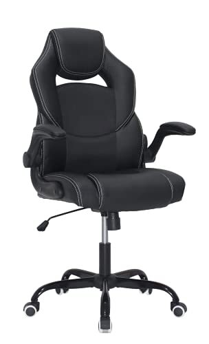 Songmics Gaming-stoel, bureaustoel, racingstoel, computerstoel, ergonomische stoel, met hoofdsteun en armleuningen, voor kantoor thuis, slaapkamer, zwart OBG059B01