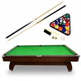 Thunder 8FT Bruin - Luxe bruine houten pooltafel - 252 x 140 cm - inclusief poolbenodigdheden: set van 16 poolballen, 2x keu, triangel, borstel & poolkrijt