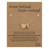 Pax Amare Letter Y ketting op Cadeau Kaartje - Jouw initiaal, jouw verhaal - 45cm Goudkleurig Stainless Steel - Initiaal & Hartje Hanger