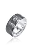 KUZZOI - Ring - Heren Band Ring Hammered Chunky Solid in 925 Sterling Zilver - Heren