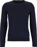 Hugo Boss BOSS Leno heren trui wol - slim fit met O-hals - donkerblauw