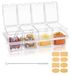 Set de 4 pots à épices transparents avec cuillères et étiquettes