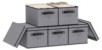 Boîtes de rangement pour textiles avec couvercles, lot de 5, couleur grise, dimensions : 38 x 25 x 21 cm