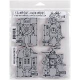 Stempel Anonymous AGW Stempel "Robots" blueprint stempel, motief: bloemen-hart, grijs