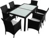 vidaXL 7-delige Tuinset met kussens, poly rattan, zwart