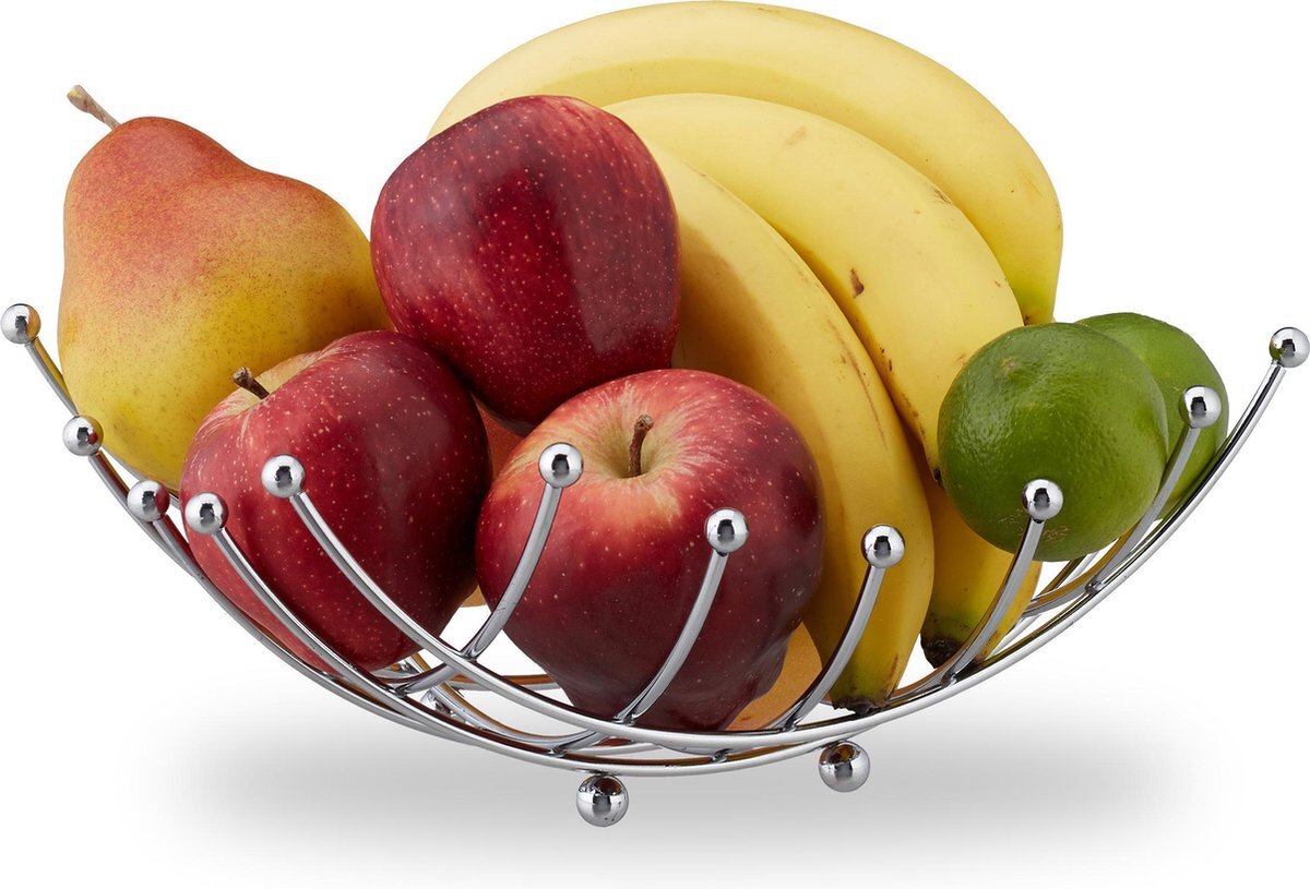 Relaxdays metalen fruitmand - fruitschaal - broodmand - schaal voor fruit - ijzer - groot