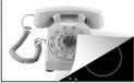 Merkloos KitchenYeah® Inductie beschermer 77x51 cm - Retro Telefoon Zwart Wit - Inductiebeschermer