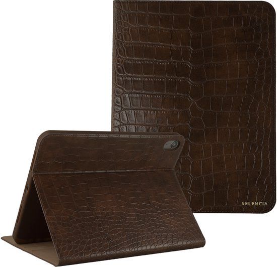 Selencia Tablet Hoes - Geschikt voor Apple iPad Air 5 (2022) / Air 4 (2020) / Air 11 inch (2026) M4 / Air 11 inch (2025) M3 / Air 11 inch (2024) M2 - Croco Tablet Bookcase - Donkerbruin