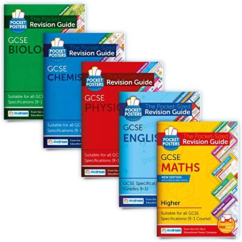 Daydream Education GCSE Maths, Engels, Biologie, Chemie & Natuurkunde Study Pack | Pocket Posters: Revision Guides | GCSE | Gratis digitale edities, toegankelijk op computers, telefoons en tablets