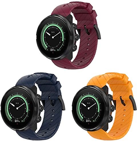 Chainfo Strap compatibel met Suunto Spartan Sport Wrist HR / 9/9 Baro / 7 Watch Band, Replacement Adjustable Bracelet Silicone Sports Strap (3-Pack J)