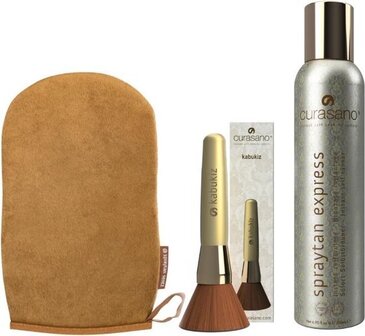 Curasano Spraytan Express Tanning Spray 200 ml + Kabukiz kwast + Handschoen