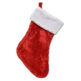 Decoris Kerstsok - rood/wit - 40 cm - pluche - kerstversiering sokken
