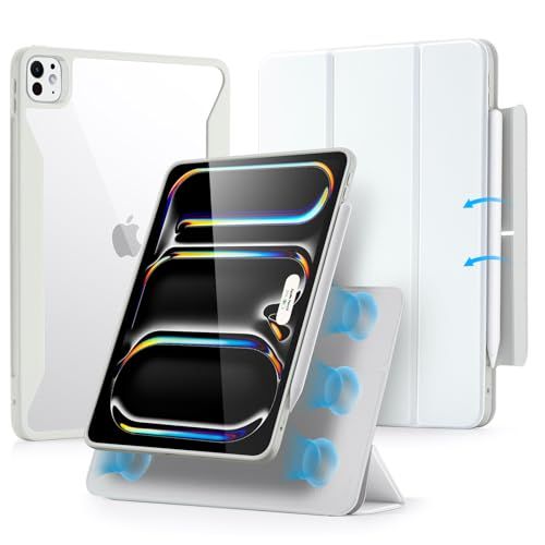 ESR voor iPad Pro 11 inch hoes M5/M4, iPad Pro 11 hoes 2025/2024 met potloodhouder, afneembare magnetische hoes, verticale standaard, ondersteunt Pencil Pro en potlood (USB-C), Rebound 360-serie, wit