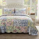 Greenland Home Emma Vintage Stijl Quilt Set, 3-Delig King/Cal King, Grijs