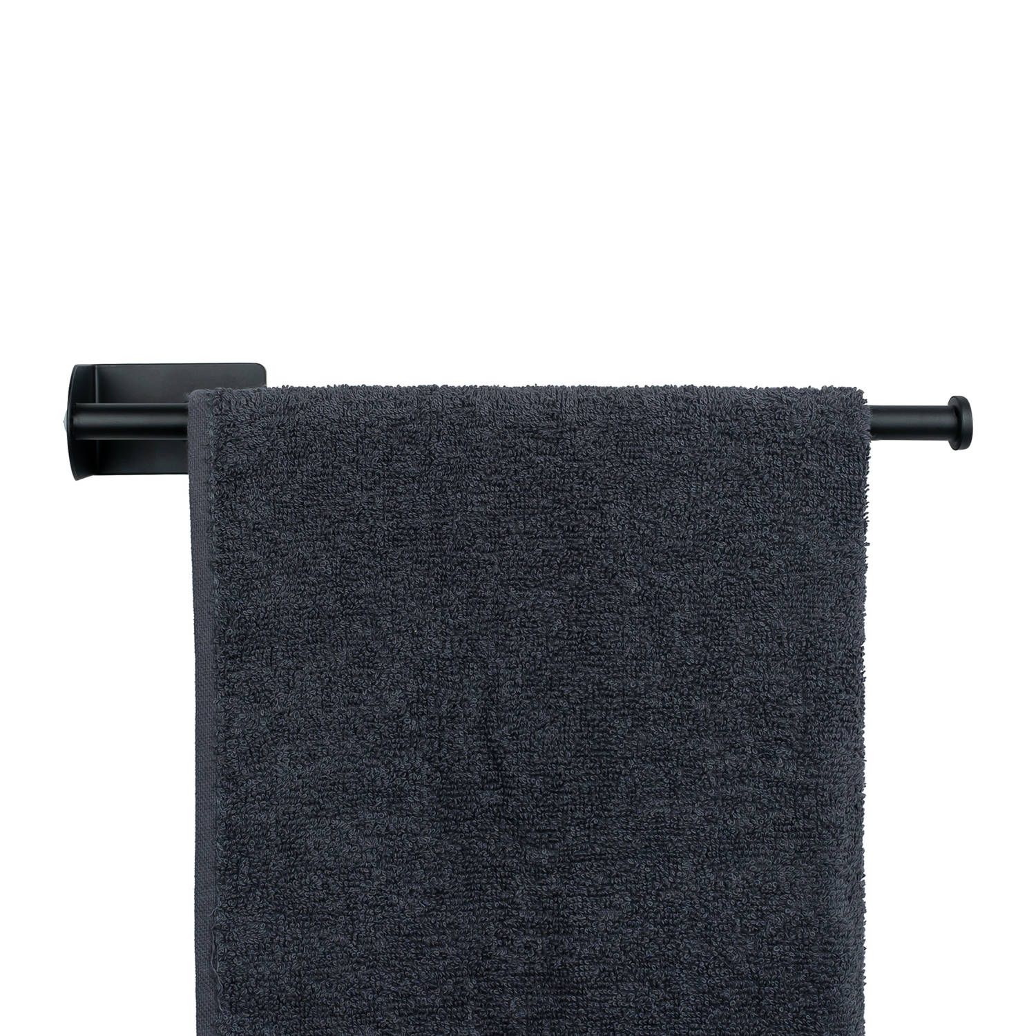 QUVIO Handdoekhouder Metaal - Zwart - 35 cm