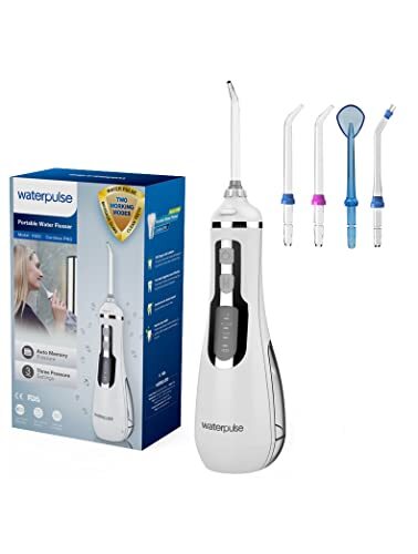 NPO Waterpulse Cordless Water Flosser, werkt op batterijen en draagbaar, voor op reis en thuis, V500 (wit)