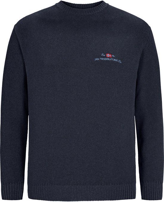 Jan Vanderstorm Heren Trui - 60/62 - Donkerblauw - Plus Size