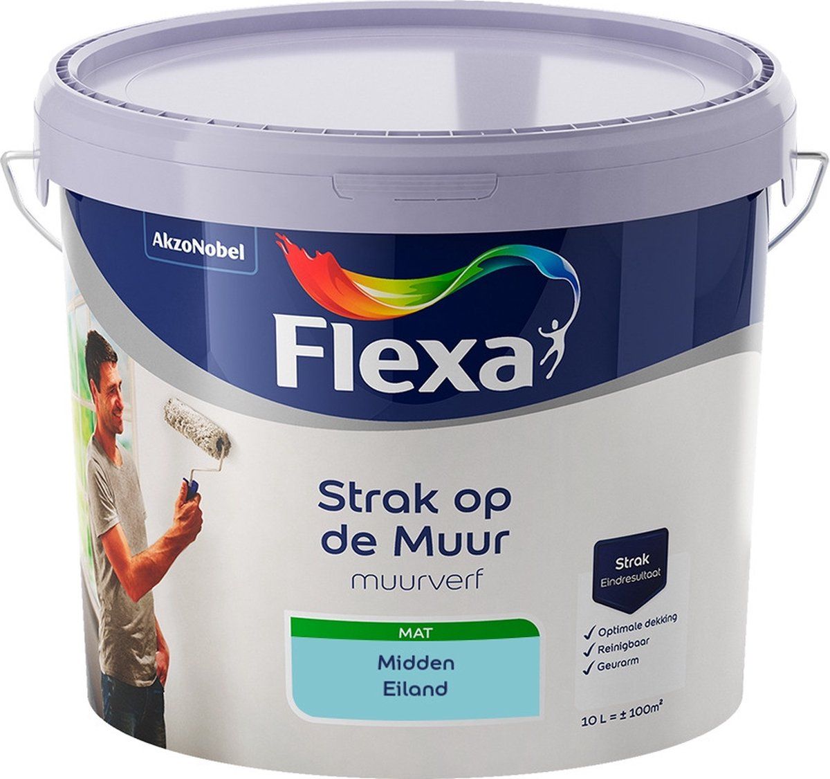 FLEXA Strak op de Muur Muurverf - Mat - Midden Eiland - 10 liter