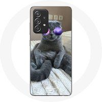 Maniacase Etui voor Samsung Galaxy A52 Kat met paarse bril