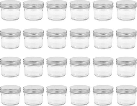 vidaXL Jampotten met zilverkleurige deksels 24 st 110 ml glas