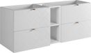 Meuble de salle de bain, blanc avec poignées dorées, 140 x 57 x 46 cm