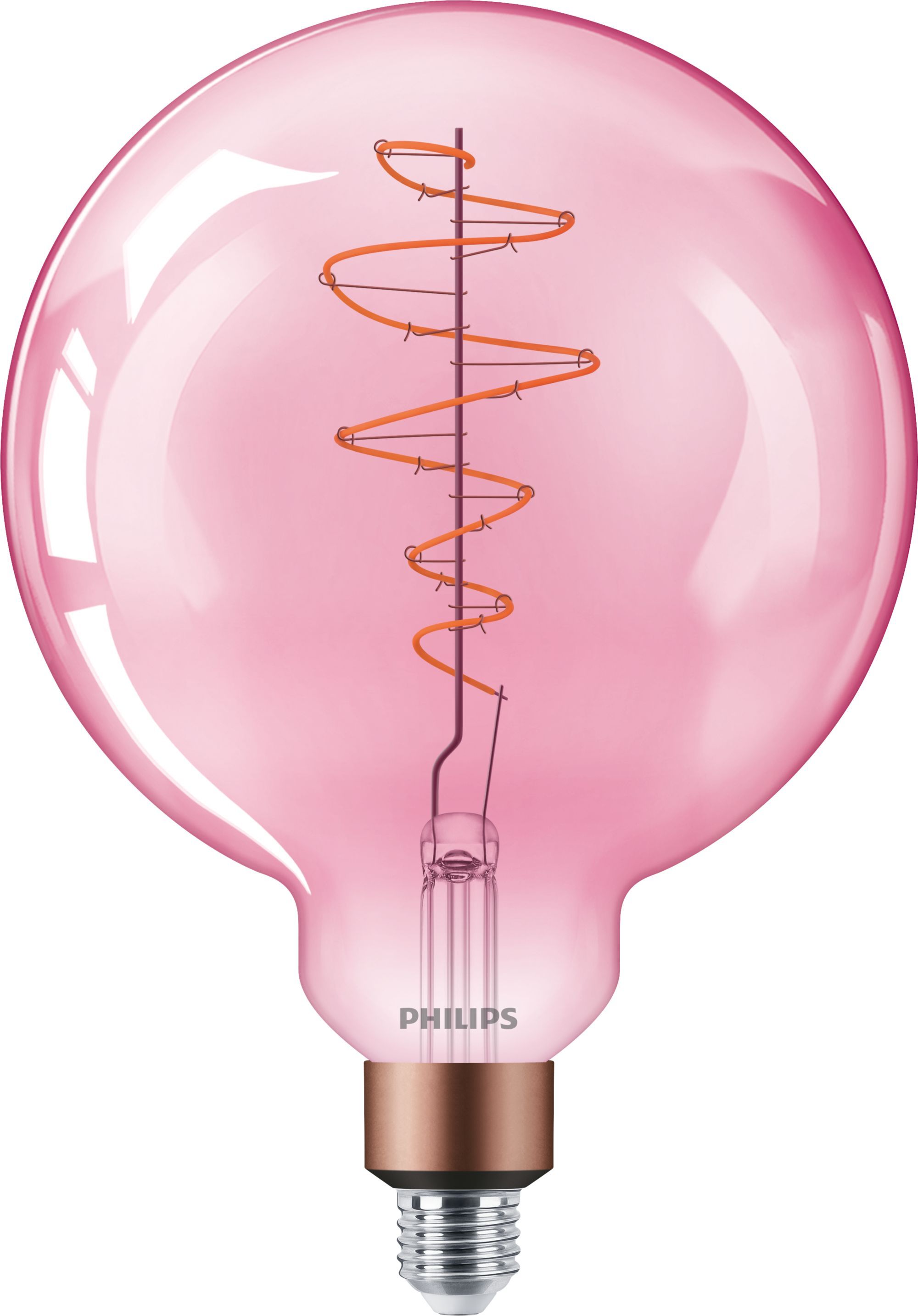 Philips LED Lamp Globe E27 - 4W - 270lm - 1800K - Dimbaar - Roze
