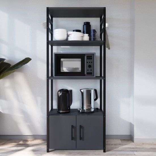 [en.casa] Keukenkast Arhuni 139x56x30 cm zwart en antraciet
