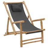 VidaXL Terrasstoel Gecapitonneerde zitting Bamboo, Polyester Grijs