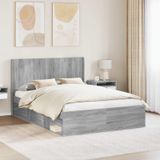 Prolenta Maison Exclusive - Bedframe met opbergruimte en hoofdeinde, kleur Sonoma-grijs, afmetingen 120 x 190 cm