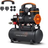 Merkloos 2,1 Gallon Luchtcompressor, 1,2 Hp Olievrije Tank, 2,2 Cfm @ 90 Psi, 116 Psi Max. Druk, 70 Db Compressor voor Autoreparatie, Banden Oppompen, Spuiten van Verf en Spijkeren van Houtwerk