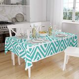 Bonamaison Tafelkleed, Anti-Mold, Sneldrogend, Waterdicht, 100% Polyester Tafellaken, Turkoois, wit, 140 x 160 Cm