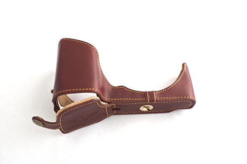 TP Handgemaakte Echt Lederen Halve Camera Hoesje Cover voor Sony NEX6 NEX-6 Bruin Bodem Opening Versie