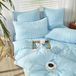 TRANKIELO® - Housse de couette Seersucker 135 x 200 cm - bleu, microfibre, respirant, 2 pièces avec fermeture éclair